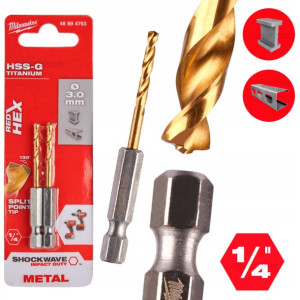 Wiertło Do Metalu Milwaukee Hss-g - 3x65mm - 2szt