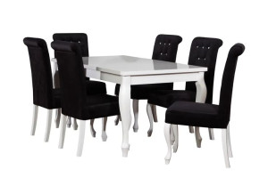 Zestaw stół rozkładany 160 cm z krzesłami GLAM 6 szt
