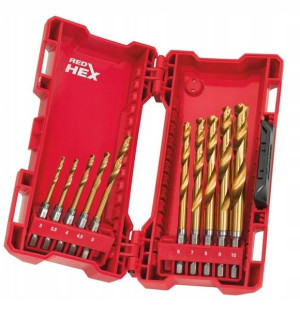 Wiertła Milwaukee Shockwave Hss-g Tin Red Hex 10el