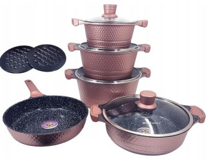 Zestaw Garnków Brytfanny Ceramiczne Różowe Garnki Indukcja Edel Hoff