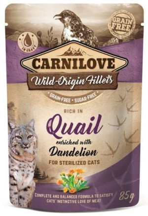 Carnilove Cat Quail & Dandelion Sterilised - przepiórka i mniszek saszetka