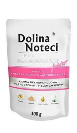 Dolina Noteci Premium Pies Junior Serca indyka i wątróbka z gęsi saszetka 1