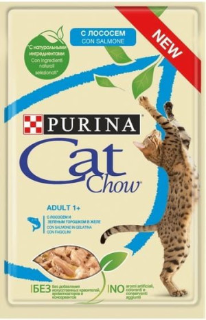 Purina Cat Chow Łosoś i zielona fasolka saszetka 85g