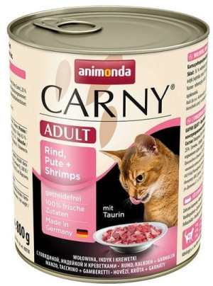 Animonda Carny Adult Wołowina, Indyk + Krewetki puszka 800g