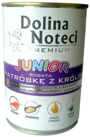 Dolina Noteci Premium Pies Junior Wątróbka z królika puszka 400g