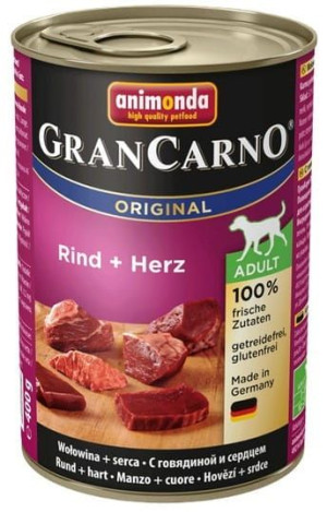Animonda GranCarno Adult Rind Herz Wołowina + Serca puszka 400g