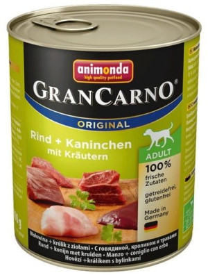 Animonda GranCarno Adult Rind Kaninchen Krautern Wołowina + Królik z Ziołam