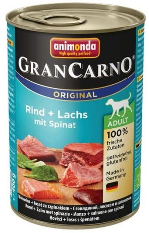 Animonda GranCarno Adult Rind Lachs Spinat Wołowina, Łosoś + Szpinak puszka