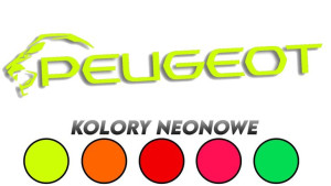 Wycinana naklejka PEUGEOT nowy lewa kolory neonowe
