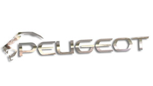 Wycinana naklejka PEUGEOT nowy lewa chrom