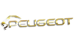 Wycinana naklejka PEUGEOT nowy lewa złoty chrom