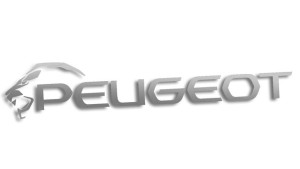 Wycinana naklejka PEUGEOT nowy lewa srebrna