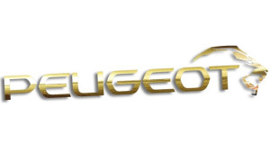 Wycinana naklejka PEUGEOT nowy prawa złoty chrom