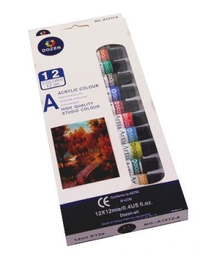 Farby akrylowe w tubkach, 12x12 ml