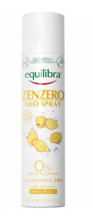 Equilibra, Dezodorant w sprayu, Imbir, 75 ml - Długi termin ważności!