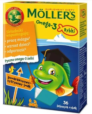 Mollers Omega-3 Rybki żelki o smaku pomarańczowo-cytrynowym 36 sztuk - Dług