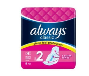 Always, Podpaski ze skrzydełkami, Classic Maxi, 9 sztuk (HIT)