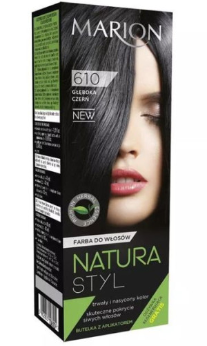 Marion 610 Głęboka czerń Farba do włosów 80 ml + Odżywka 10 ml - Długi term