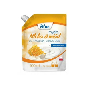 Blue, Mydło w płynie Mleko & Miód zapas, 900 ml