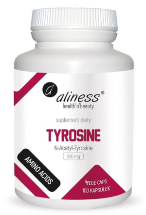 Aliness, Tyrosine 500mg, 100 kapsułek - Długi termin ważności!