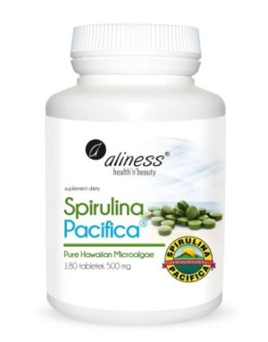 Aliness, Spirulina Pacifica 500mg, 180 tabletek - Długi termin ważności!