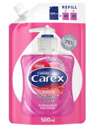 Carex, Mydło w płynie, zapas, Strawberry, 500 ml (HIT)