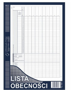 Lista obecności A4, 40 kartek