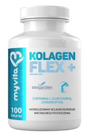 MyVita, Kolagen Flex+, 100 tabletek - Długi termin ważności!