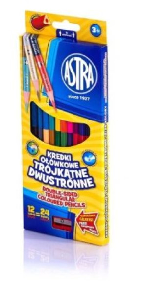 Astra, Kredki trójkątne dwustronne, 24 kolory