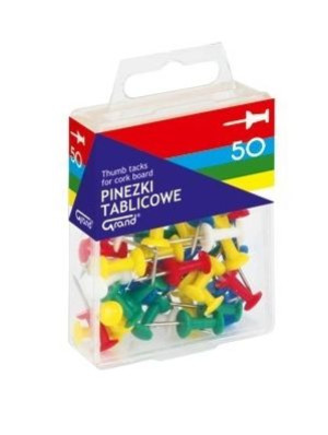 Pinezki tablicowe kolorowe, 50 sztuk