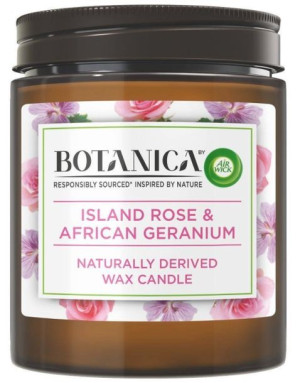 Air Wick, Botanica Świeca Egzotyczna Róża & Pelargonia Afrykańska, 205g