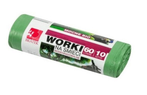 Bratek, Worki na śmieci biodegradowalne, zielone 60l, 10 sztuk (HIT)