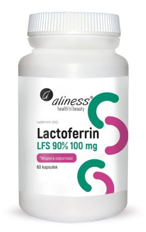 Aliness, Lactoferrin LFS 90% 100mg, 60 kapsułek - Długi termin ważności!