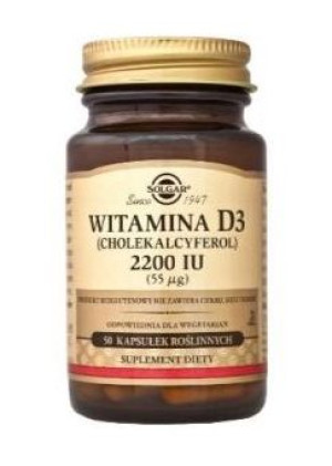 Solgar, Witamina D3 2200 IU 55mcg, 50 kapsułek