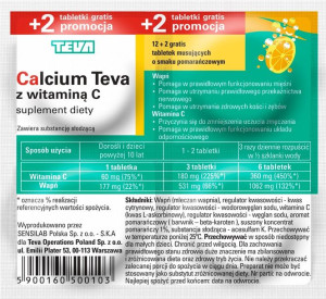 Calcium Teva, z witaminą C, 14 tabletek musujących - Długi termin ważności!
