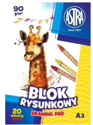 Blok rysunkowy 90g/m2 A3, 20 arkuszy