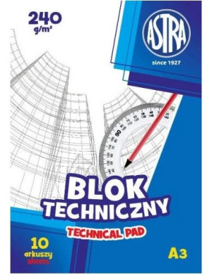 Blok techniczny 170g/m2  A3, 10 arkuszy