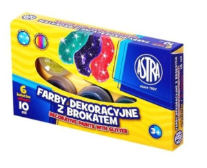 Farby dekoracyjne z brokatem, 6 kolorów