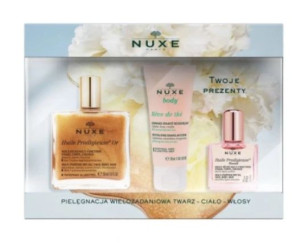 Nuxe Zestaw 2022 Huile Prodigieuse Or 50 ml + Peeling 30 ml + Olejek 10 ml