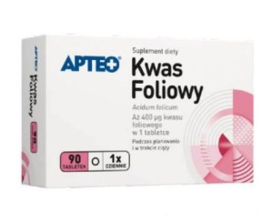 Apteo Kwas foliowy, 90 tabletek - Długi termin ważności!