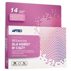Apteo Witaminy dla kobiet w ciąży, 30 tabletek - Długi termin ważności!
