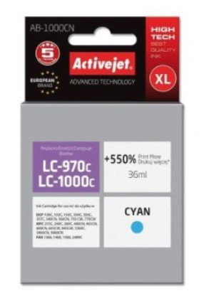 ActiveJet, Tusz do Brother AB-1000CN (zamiennik LC1000C) cyan (błękitny)