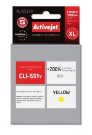ActiveJet, Tusz do Canon AC-551YR (zamiennik CLI-551Y) yellow (żółty)