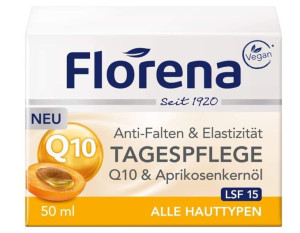 Florena, Krem przeciwzmarszczkowy Q10, Olejek z pestek moreli, 50ml