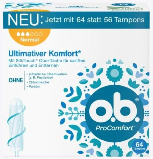 (DE) O.B. ProComfort Normal, Tampony, 64 sztuki (PRODUKT Z NIEMIEC)