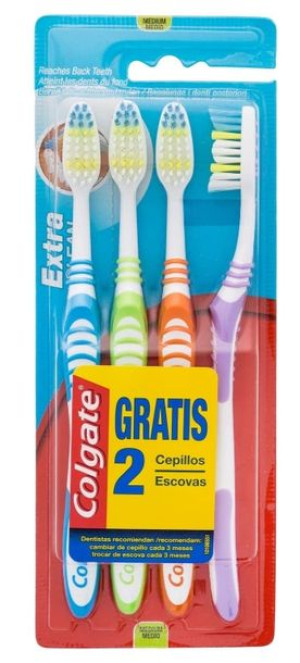 (DE) Colgate Extra Clean, Szczoteczka do zębów, medium, 4 sztuki (PRODUKT Z