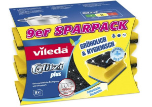 (DE) Vileda, Gąbka do mycia naczyń, 9 sztuk (PRODUKT Z NIEMIEC)