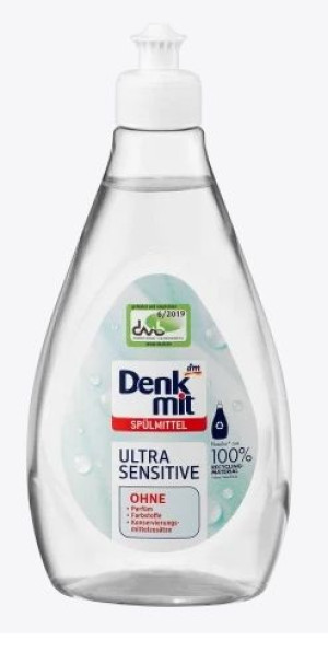 (DE) Denkmit, Ultra Sensitive, Płyn do mycia naczyń, 500 ml (PRODUKT Z NIEM