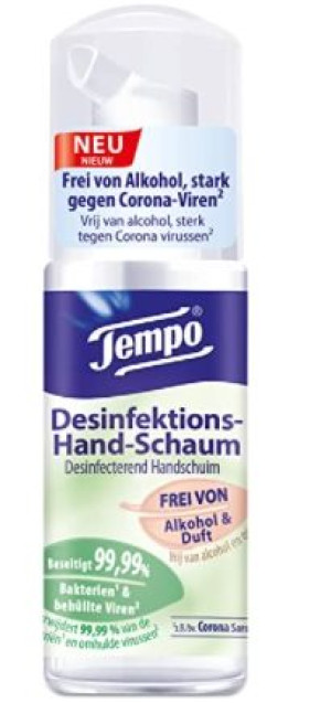 (DE) Tempo, Pianka dezynfekująca do rąk, 50 ml (PRODUKT Z NIEMIEC)