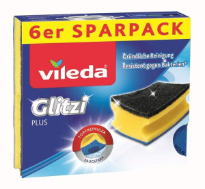 (DE) Vileda Glitzi Plus, Gąbki do mycia garnków, 6 sztuk (PRODUKT Z NIEMIEC